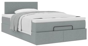Cama otomana com colchão 120x190 cm tecido cinzento claro