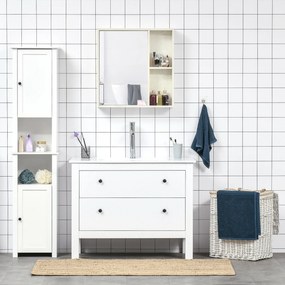 Armário de Casa de Banho com Espelho Móvel para Casa de Banho Estilo Moderno 63x15x65 cm Branco