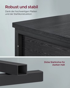 Mesa de cabeçeira com uma gaveta e 2 compartimentos abertos 35 x 35 x 70 cm Preta