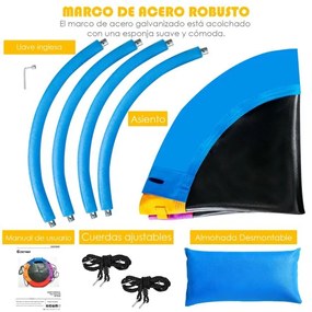 Baloiço de árvore para crianças de disco de altura ajustável com almofada e pega para pátio de jardim 100 x 100-160 cm Multicolor