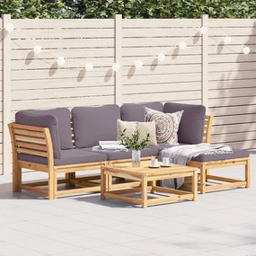 vidaXL 5 pcs conjunto lounge de jardim c/ almofadões acácia maciça