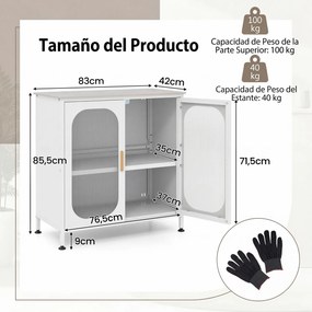 Aparador de Cozinha, 83 x 42 x 85,5 cm, Prateleira Regulável, Branco