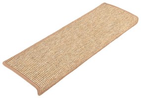 Tapetes de escada autoadesivos 15 pcs 65x21x4 cm castanho-claro