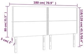 Cabeceira de cama c/ LED veludo 180x5x118/128 cm verde-escuro