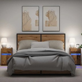 Criado-mudo LED 2 pcs Madeira antiga 38 x 34 x 61 cm Aglomerado