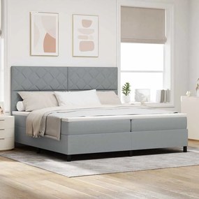 vidaXL Cama Box Spring com Colchão Cinza Claro 200x200 cm Tecido