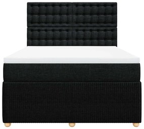 Cama com molas/colchão 160x200 cm tecido preto