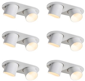 Conjunto de 6 focos embutidos brancos GU10 50mm 2-Light - Installa Moderno