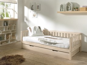 Cama infantil FRITZ (90x200) + Gaveta inferior + Estrado Natural
