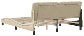 Estrutura de cama com LED sem colchão 160x200 cm tecido creme