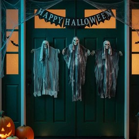 vidaXL Fantasma de Halloween Pendente 3 pcs Preto 66 x 110 cm