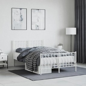 vidaXL Estrutura de cama com cabeceira e pés 120x200 cm metal branco