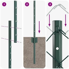 Conjunto de Cerca de Jardim Conjunto de 2 Verde Metal 25x1,5 m