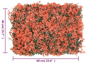 Vedação folhas ácer artificiais 6 pcs 40x60cm vermelho-claro