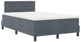 Cama Box Spring com Colchão &amp; LED Cinza Escuro 120x190 cm Veludo