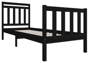 Estrutura cama pequena solteiro 75x190 cm madeira maciça preto