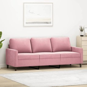 vidaXL Sofá de 3 lugares 180 cm veludo rosa
