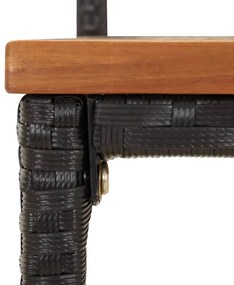 9 pcs conjunto de bar p/ jardim vime PE/acácia maciça preto
