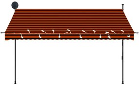 Toldo retrátil manual com LED 300 cm laranja e castanho