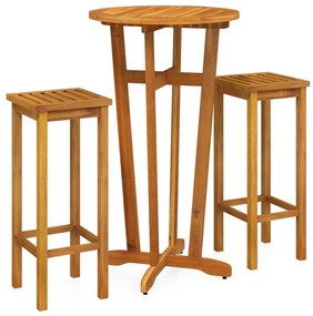 Conjunto de bar para jardim 3 pcs madeira de acácia maciça