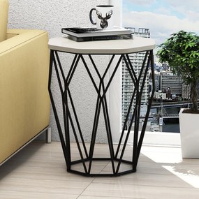 Mesa de Apoio Sofya – Creme e Preto – 46x57x46 cm