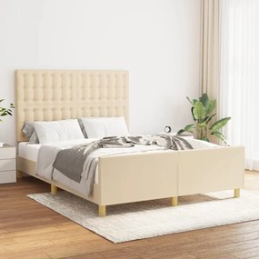 Estrutura de cama sem colchão 140x200 cm tecido cor creme
