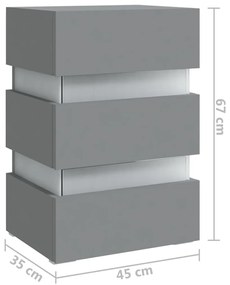 Mesa de cabeceira c/ luzes LED derivados de madeira cinza