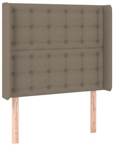 Cabeceira cama c/ LED tecido 93x16x118/128 cm cinza-acastanhado