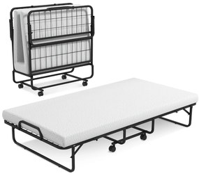 Cama dobrável com colchão de espuma viscoelástica Cama de hóspedes portátil com estrutura metálica para adultos Escritório em casa 191 x 96 x 28 cm
