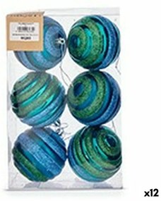 Conjunto de Bolas de Natal ø 8 cm Azul Verde Pvc (12 Unidades)