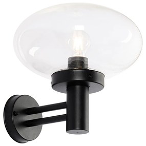 Candeeiro de Parede Exterior Moderno Preto com Vidro - Elly Moderno