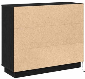 Sideboard com LED Carvalho Preto 90x32x75 cm Madeira de Engenharia