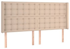 Cabeceira cama c/ LED couro artif. 163x16x118/128 cm cappuccino