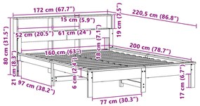 Cama sem colchão 160x200 cm madeira de pinho maciça branco