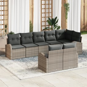 Conjunto de Sofá de Jardim de 8 Peças com Almofadas Cinza Polipropilen