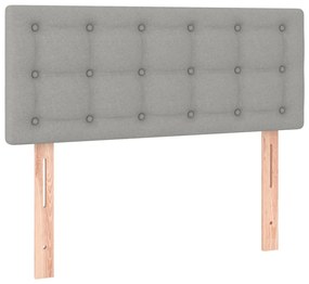 Cabeceira de cama c/ luzes LED tecido 80x5x78/88 cm cinza-claro