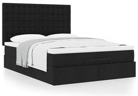 Estrutura de cama otomana com colchão 140x190 cm tecido preto