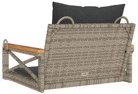 Banco baloiço com almofadões 63x62x40 cm vime PE cinzento