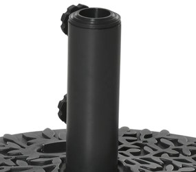 Outsunny Base de Parede para Chapéu de Sol Suporte Semicircular para Chapéu de Sol Preenchido com Areia 21kg ou Água 18kg para Jardim Pátio Terraço Exterior 50x31x18cm Preto