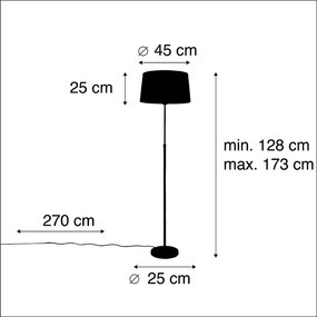 Candeeiro de pé preto com cortina de linho branco ajustável 45 cm - Parte Design,Moderno