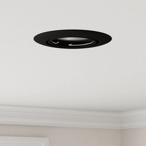 Luminárias Embutidas 12 pcs Redondas GU10 Pretas Ø90 mm em Aço