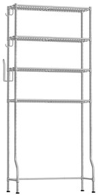 SONGMICS Suporte de vaso sanitário de 4 níveis, prateleira de metal, prateleiras ajustáveis, 4 ganchos, suporte para rolos, organizador de prateleiras para banheiro que economiza espaço, 30 x 83 x 176 cm, cinza prateado BTS023G01