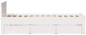 Estrutura de cama s/ colchão e c/ cabeceira pinho maciço branco