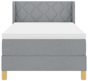 Cama Box com Colchão Cinza Claro, 90 x 200 cm, Tecido