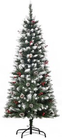 HOMCOM Árvore de Natal Artificial 150cm com 408 Ramos 28 Bagas 24 Pinhas Folhas de PVC e Suporte Metálico para Interiores Verde | Aosom Portugal