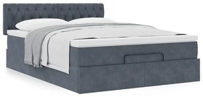Estrutura de cama otomana com colchão 140x200cm cinzento escuro