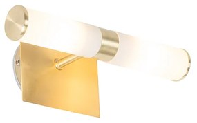Candeeiro de parede moderno ouro IP44 2 luzes - Banho Moderno