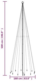 Árvore de Natal com espigão 732 luzes LED 500 cm branco quente