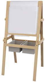 AIYAPLAY Cavalete para Crianças 3 em 1 com Quadro preto e Quadro Branco para Desenhos com Rolo de Papel 58x50,5x109 cm Madeira