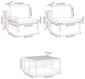 Conjunto de Sofá de Jardim 9 pcs Cinzento-escuro Aço